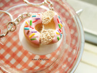 Thumbnail for Pink Donut with Rainbow Sprinkles x2 Halves Charms - SweetsOfMyOwn