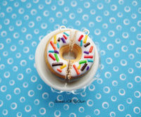 Thumbnail for White Donut Halves with Rainbow Sprinkles BFF Set - Necklace/Charm/Keychain - MTO