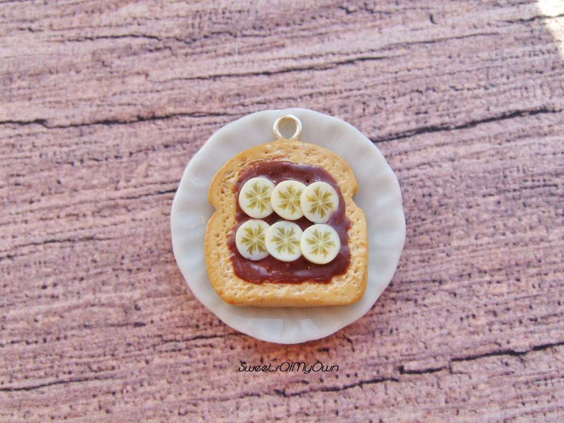 Chocolate and Sliced Banana on Toast Charm - Necklace/Charm/Keychain - MTO