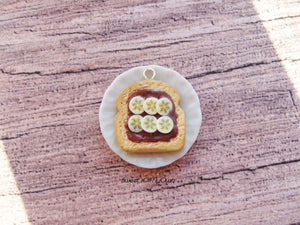 Chocolate and Sliced Banana on Toast Charm - Necklace/Charm/Keychain - MTO