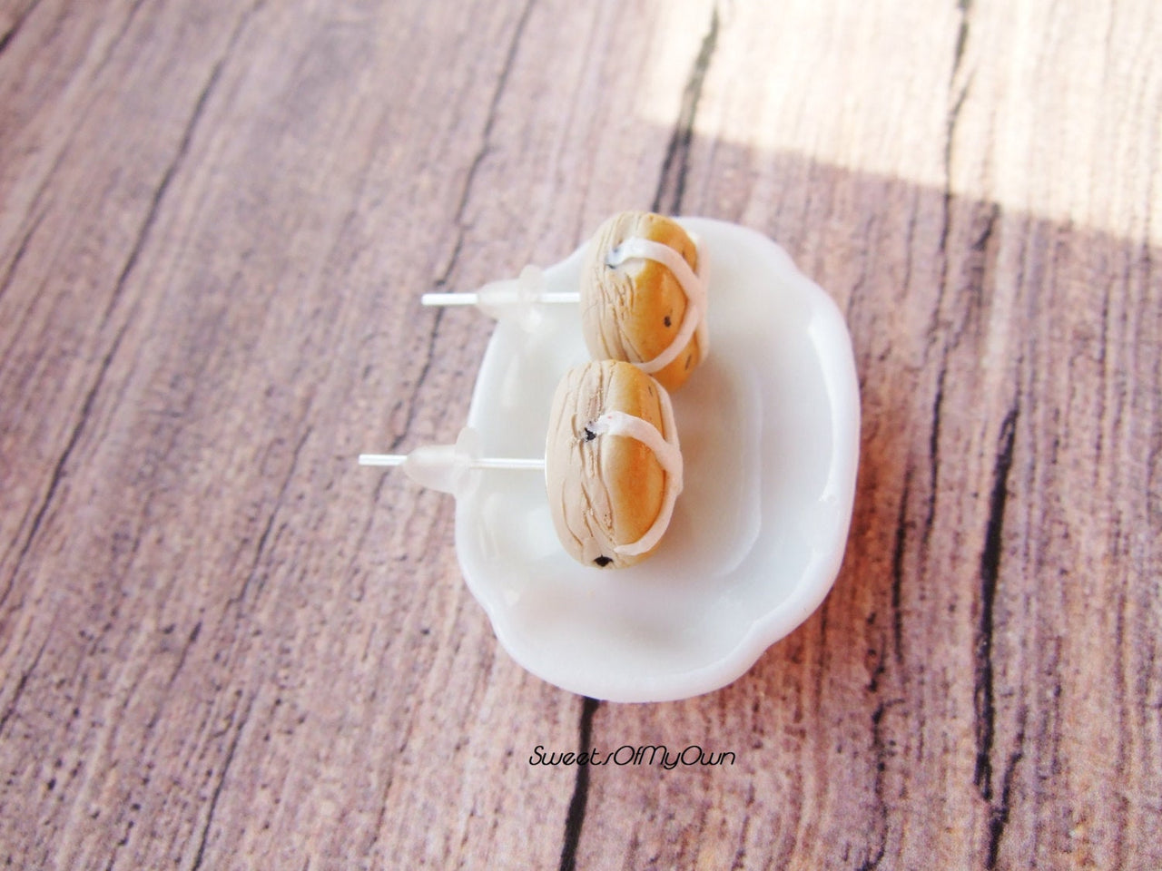 Hot Cross Bun - Stud Earrings - MTO