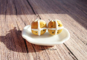 Hot Cross Bun - Stud Earrings - MTO