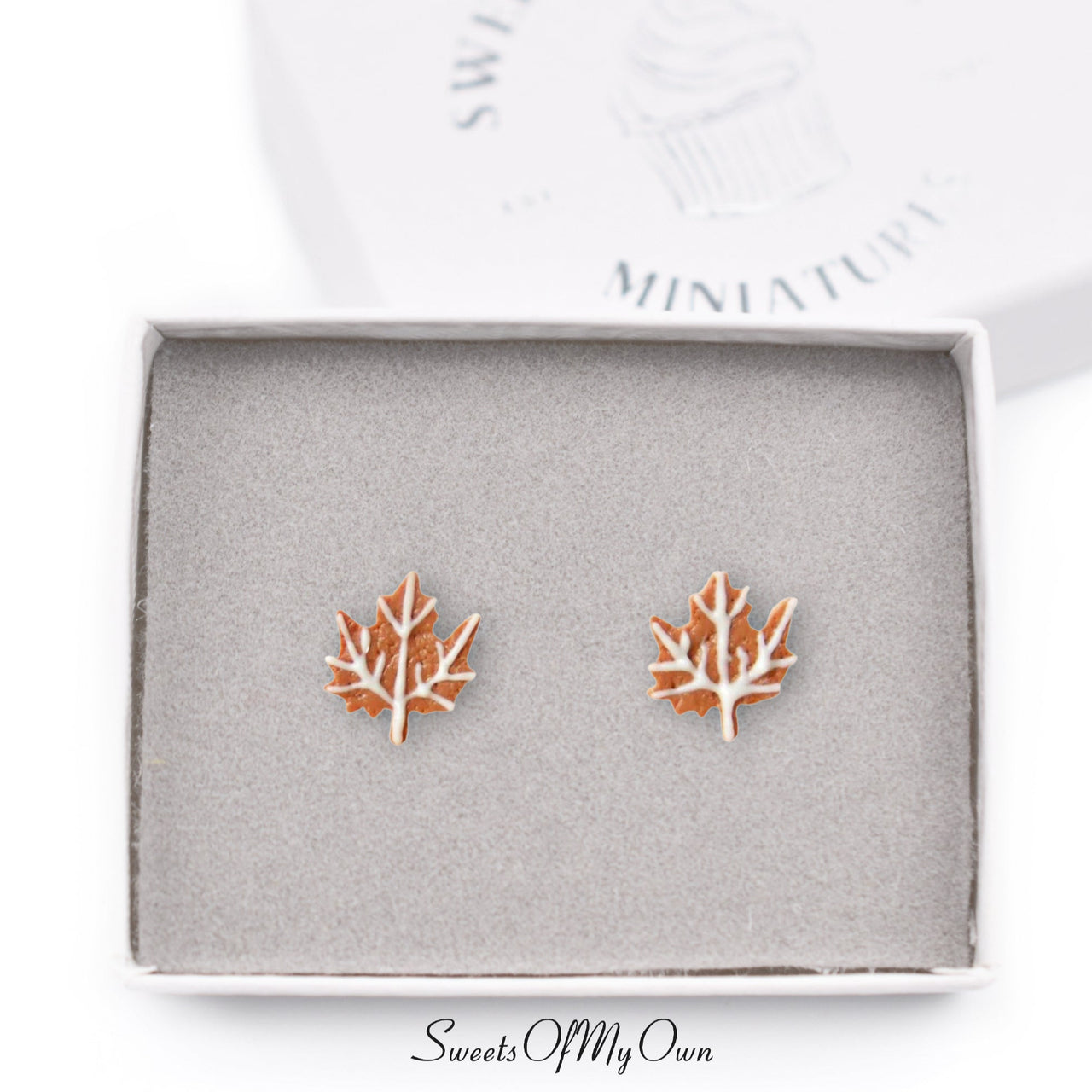 Gingerbread Leaf Biscuit Stud Earrings