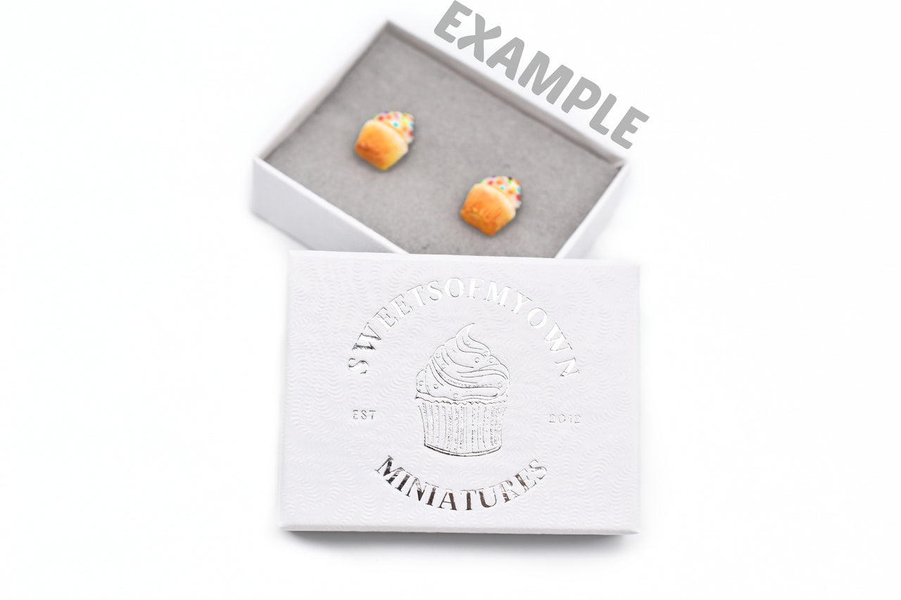 White Cupcakes with a Cherry - Stud Earrings