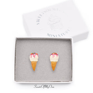 Vanilla Scoop Ice Cream Cones - Stud Earrings