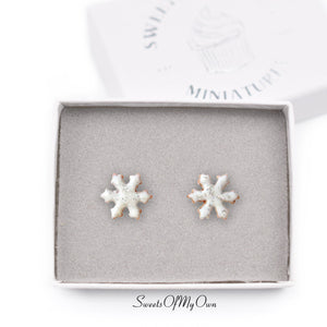 Gingerbread Snowflake Biscuit Stud Earrings