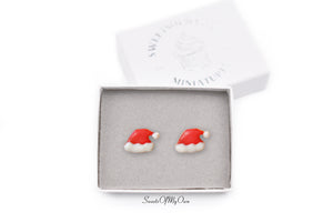 Gingerbread Santa Hat Biscuit Stud Earrings