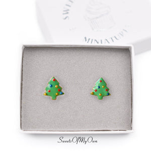 Gingerbread Christmas Tree Biscuit Stud Earrings